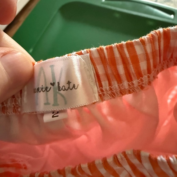 2 Pairs Gingham Kids Casual Bottoms - orange and green - Picture 2 of 4